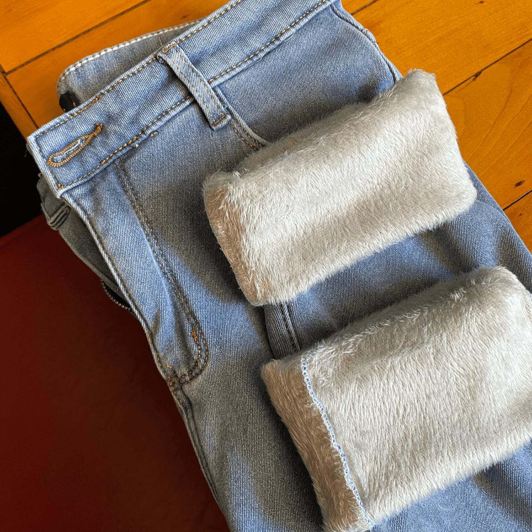ForGlows Vaqueros Mujer Elásticos Forrados de Felpa con Medias Térmicas