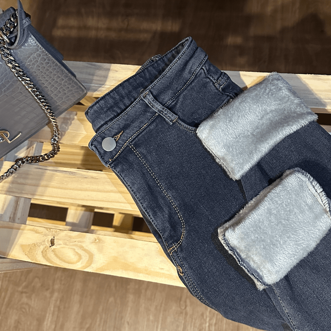 ForGlows Vaqueros Mujer Elásticos Forrados de Felpa con Medias Térmicas