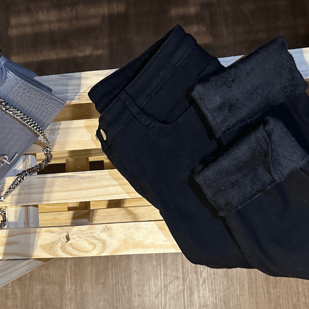 ForGlows Vaqueros Mujer Elásticos Forrados de Felpa con Medias Térmicas