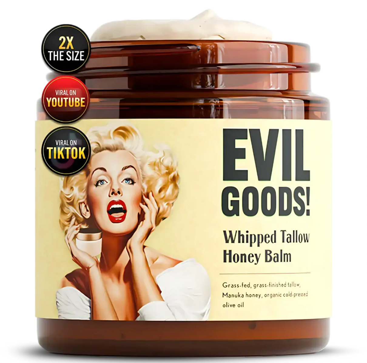 EvilGoods® - Crema Orgánica de Sebo de res - Bote de Vidrio